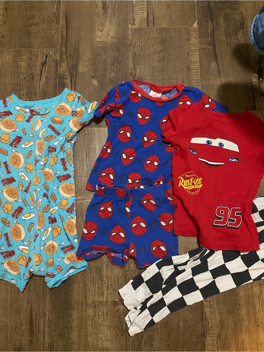 Joe Fresh Blue & Red Spiderman Print Kids One-Piece Footie